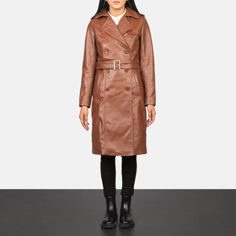 Alice Brun Double Breasted Leather Coat för Dam