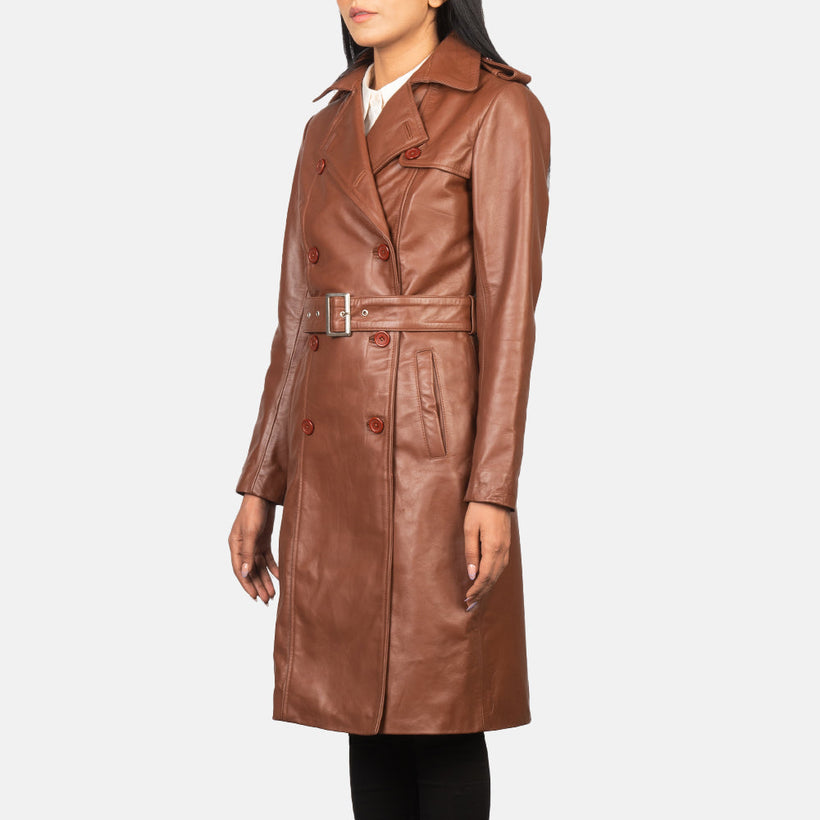 Alice Brun Double Breasted Leather Coat för Dam