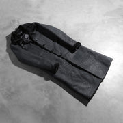 Open Hem &amp; Hem Craftsmanship Construction Detail on Women's Alina Shearling Svart Leather Coat för Dam
