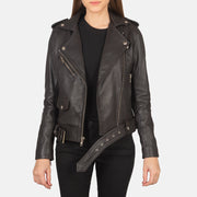 
Alison Brun Bikerjacka i Läder för Dam in Brown Sheepskin Leather - Framifrån med skräddarsydd silhuett | Handla online
