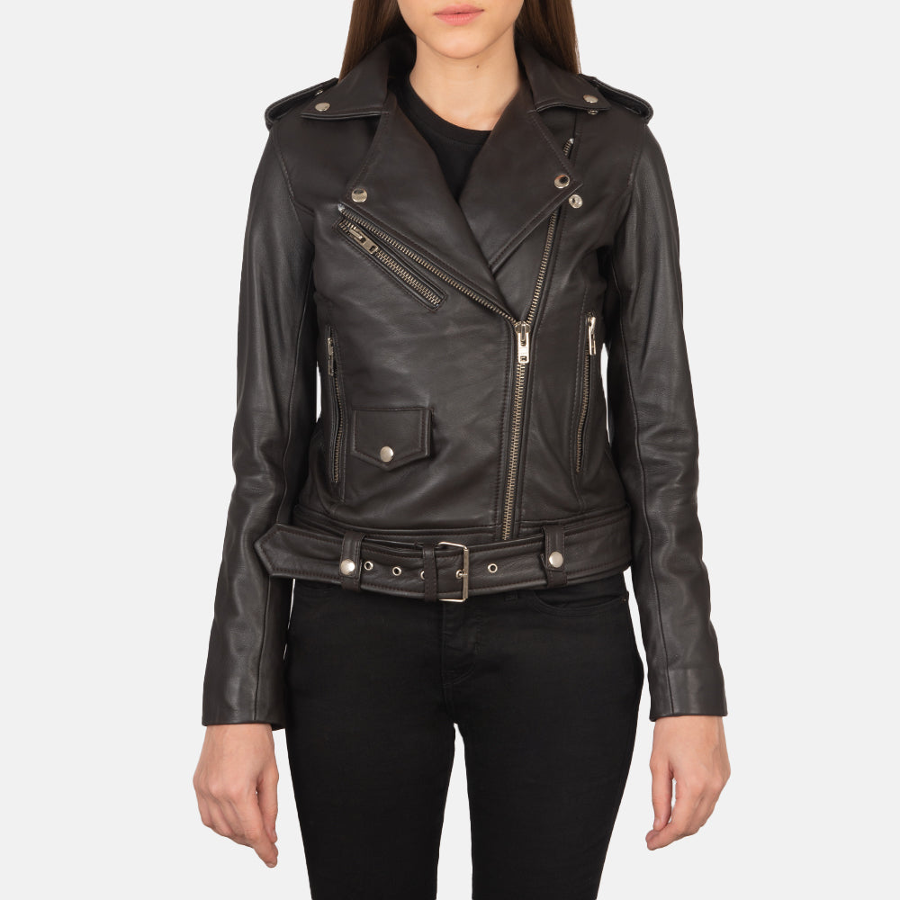 
Närbildsdetalj of Notch & Zipper Hardware on Alison Brun Bikerjacka i Läder för Dam
