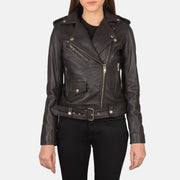 
Närbildsdetalj of Notch & Zipper Hardware on Alison Brun Bikerjacka i Läder för Dam