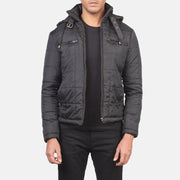 
Alps Quilted Black Windbreaker Jacket in Black Polyester - Framifrån med skräddarsydd silhuett | Handla online