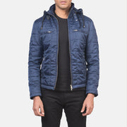 
Alps Quilted Blue Windbreaker Jacket in Blue Nylon - Framifrån med skräddarsydd silhuett | Handla online
