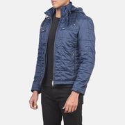 
Blue Nylon Winter Jacket - Bakifrån med perfekt axelpassform och ren fåll