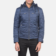 
Alps Quilted Blue Windbreaker Jacket - Sidoprofil som visar ärmskärning