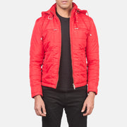 
Alps Quilted Red Windbreaker Jacket in Red Nylon - Framifrån med skräddarsydd silhuett | Handla online