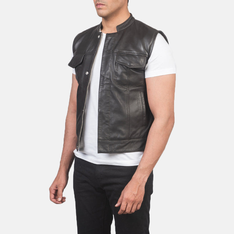 Atlas Moto Brun Leather Vest för Herr