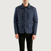 Men's Bo Quilt Windbreaker Läderjacka för Herr - Lateral Side Profile View Showing Sleeve Cut &amp; Athletic Taper Fit
