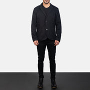 Borges Svart Blazer för Herr - Lateral Side Profile View Showing Sleeve Cut &amp; Athletic Taper Fit