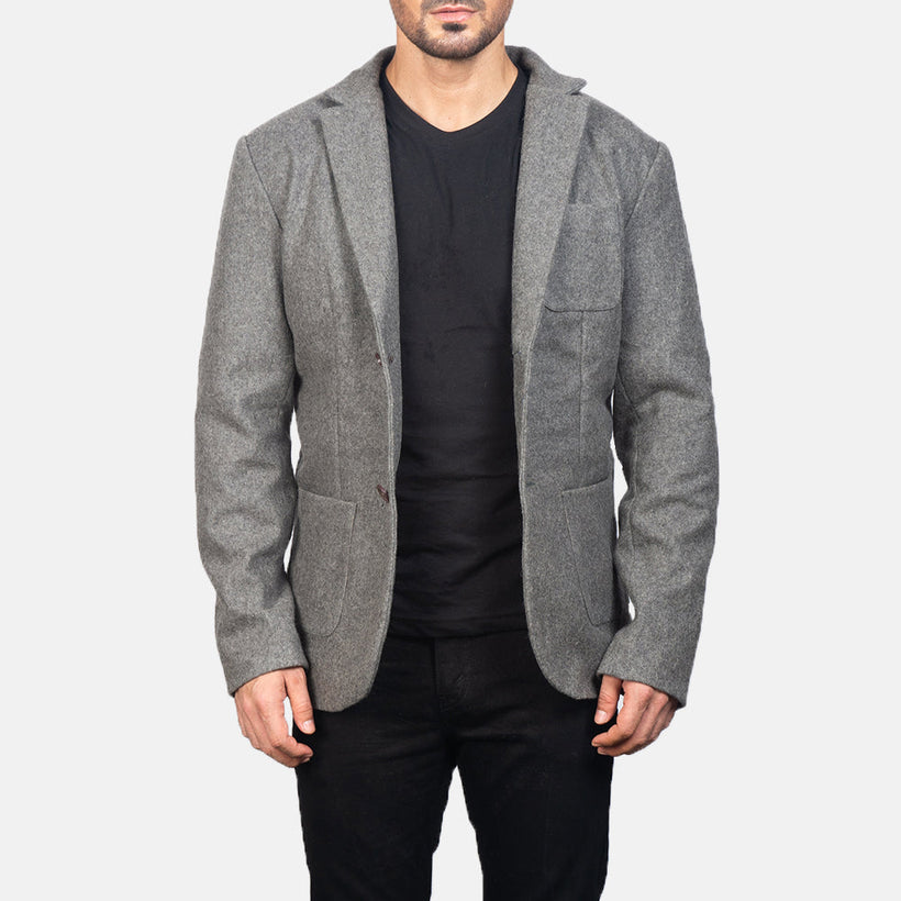 Borges Grey Wool Blazer för Herr
