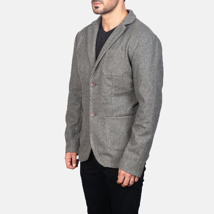 Borges Grey Wool Blazer för Herr