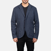 Borges Navy Blue Blazer för Herr in Navy Blue Poly-Cotton - Front Profile View &amp; Tailored Silhouette | Buy Online