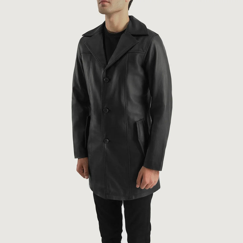 Brawnton Svart Leather Coat för Herr