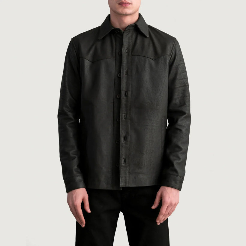 Bronco Tumbled Brun Leather Shirt för Herr