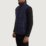 
Blue Full-Grain leather Vest - Bakifrån med perfekt axelpassform och ren fåll