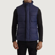 
Närbildsdetalj of Classic Collar & Zipper With Placket Hardware on Bryan Blå Vadderad väst för Herr