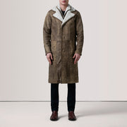 
Distressed Brown Sheepskin Snuffed Aviator Jacket - Bakifrån med perfekt axelpassform och ren fåll