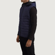 
Blue Full-Grain leather Vest - Bakifrån med perfekt axelpassform och ren fåll