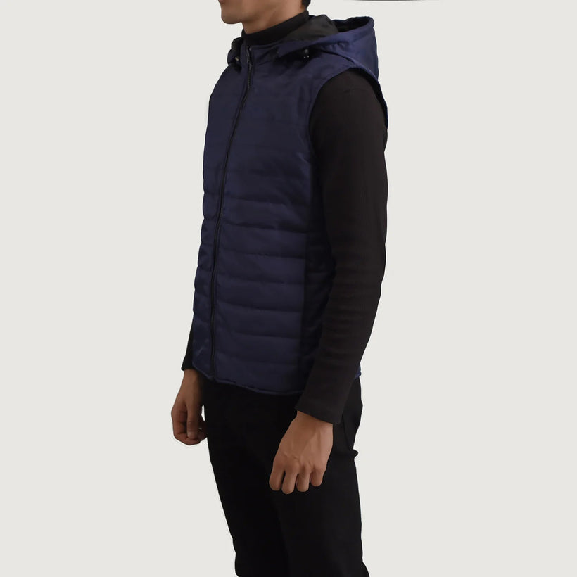 Carlo Blue Hooded Puffer Vest för Herr