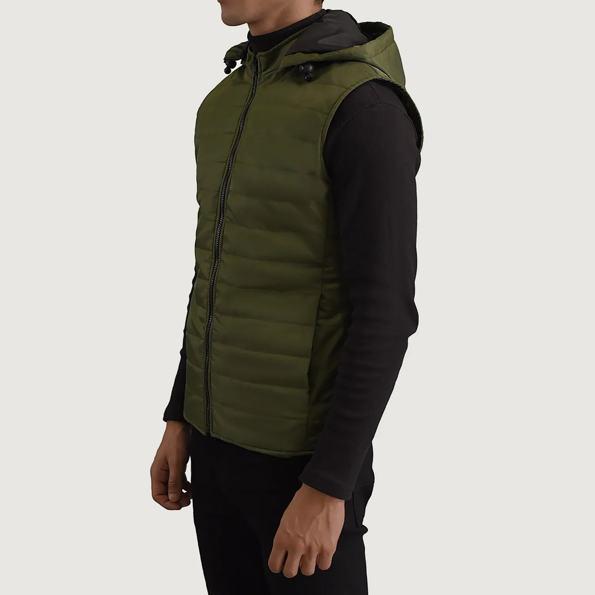 
Green Full-Grain leather Vest - Bakifrån med perfekt axelpassform och ren fåll