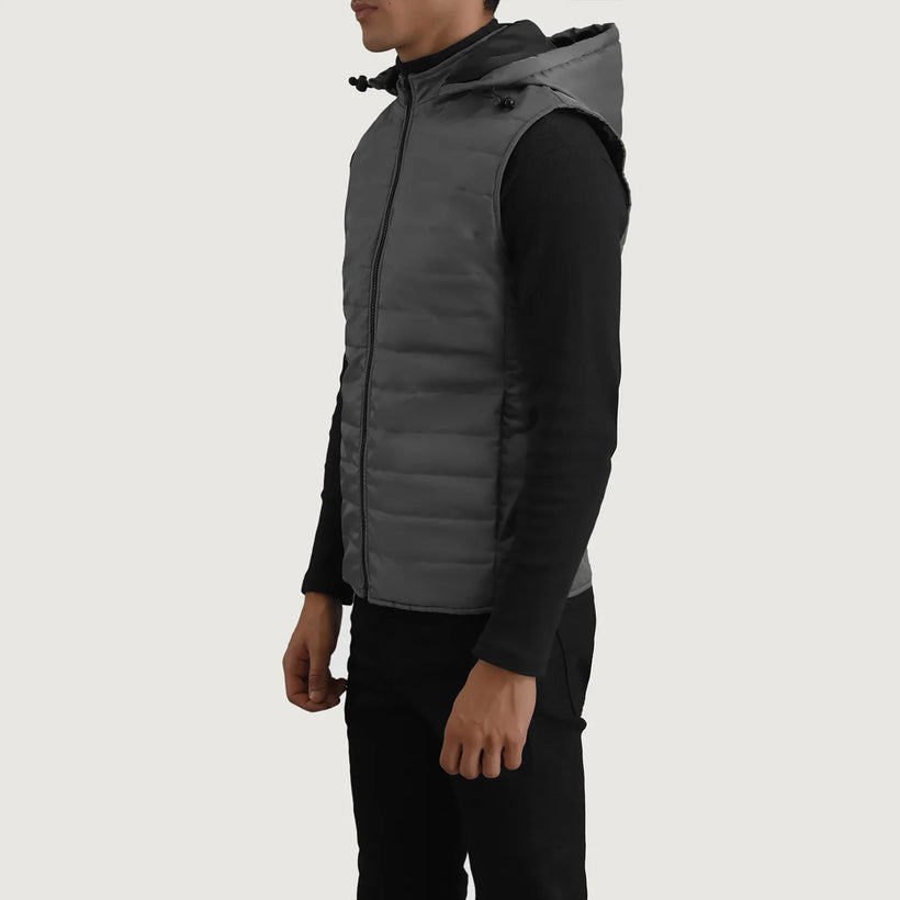 Carlo Grey Hooded Puffer Vest för Herr