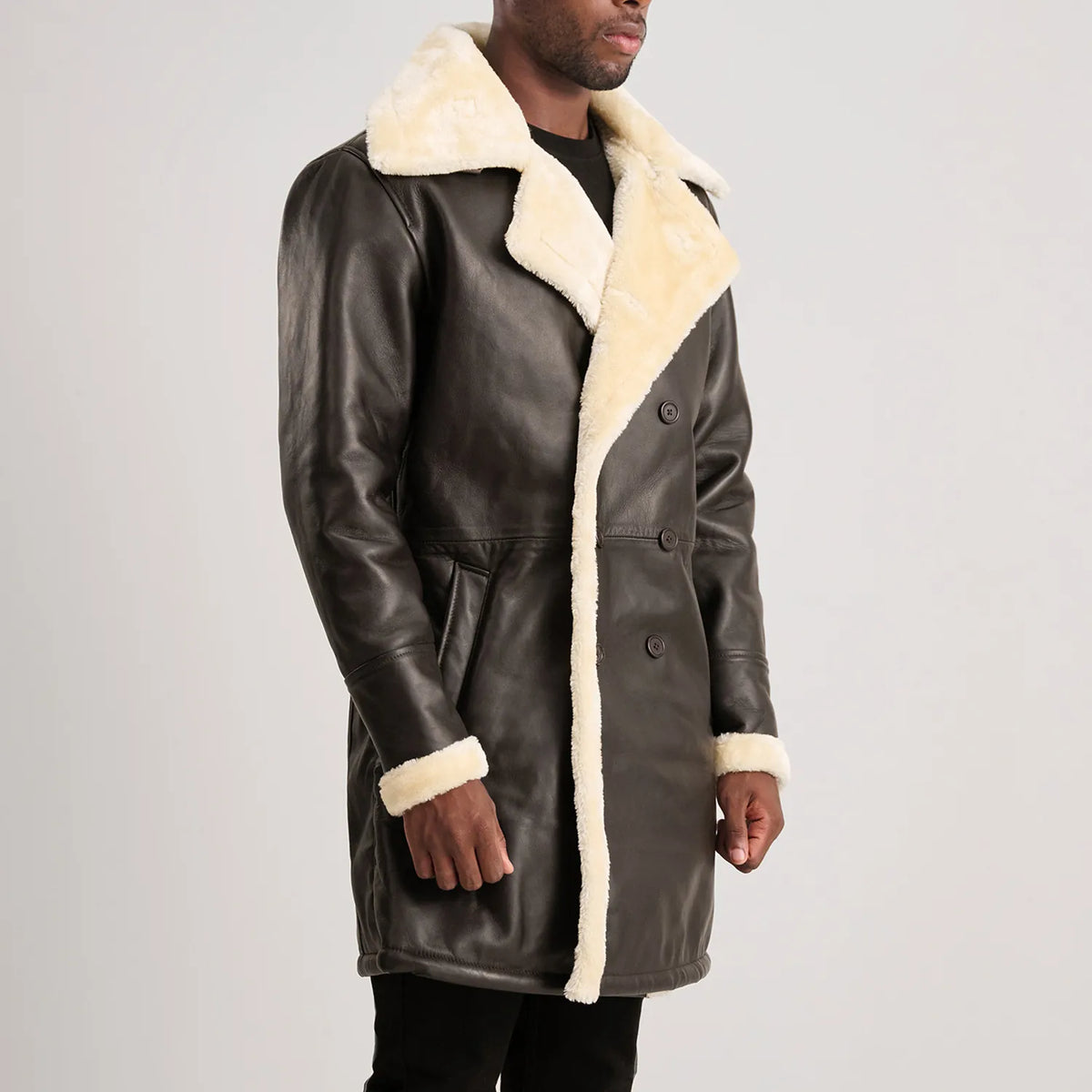 
Charles Läderrock Brun Shearling Läderrock för Herr - Natural Daylight Drape