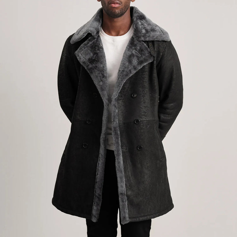 Charles Coat Brun Shearling Coat för Herr