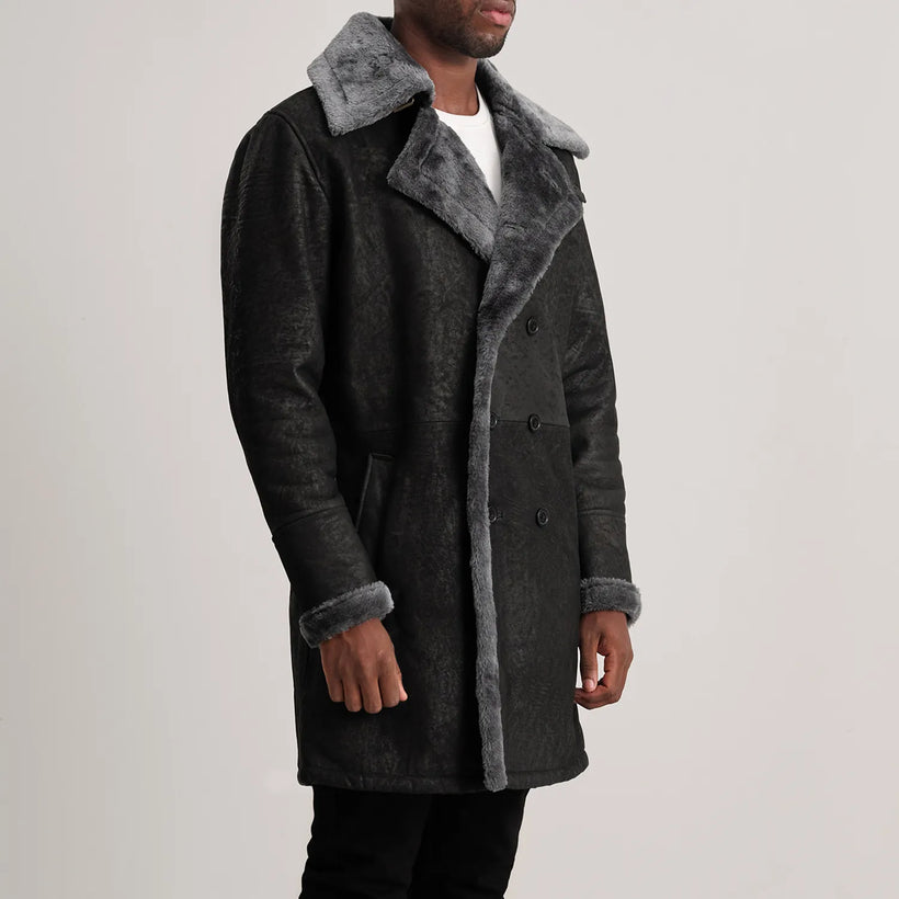 Charles Coat Brun Shearling Coat för Herr