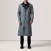 
Grey Sheepskin leather Coat - Bakifrån med perfekt axelpassform och ren fåll