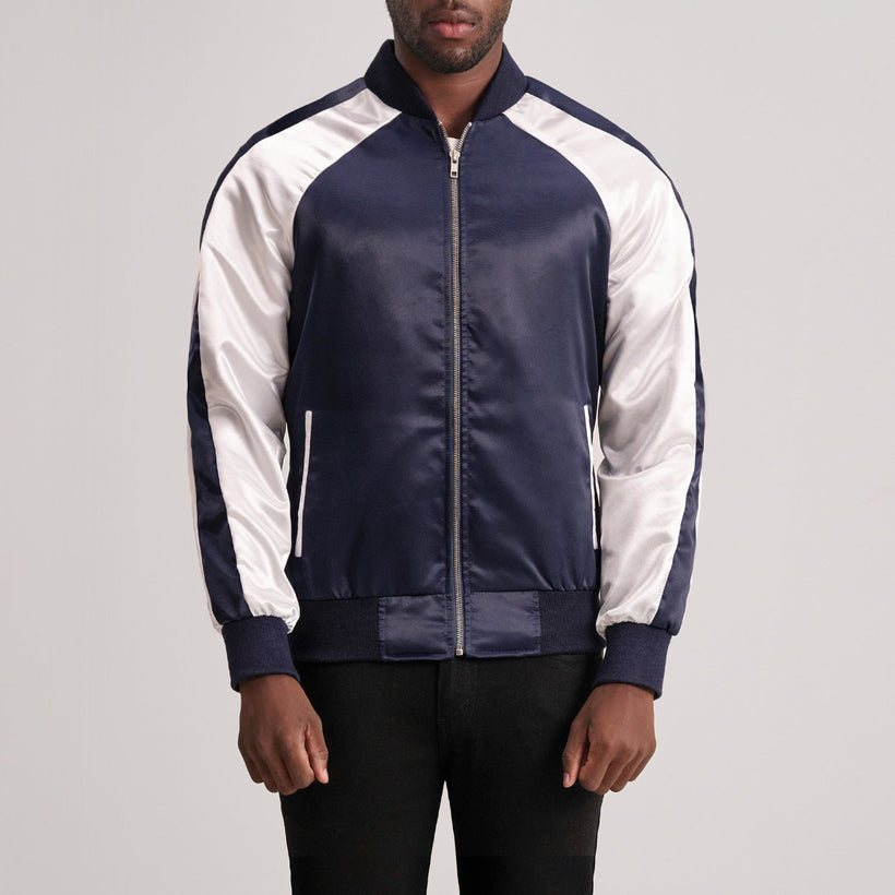 Clarke Blue Varsity Läderjacka för Herr