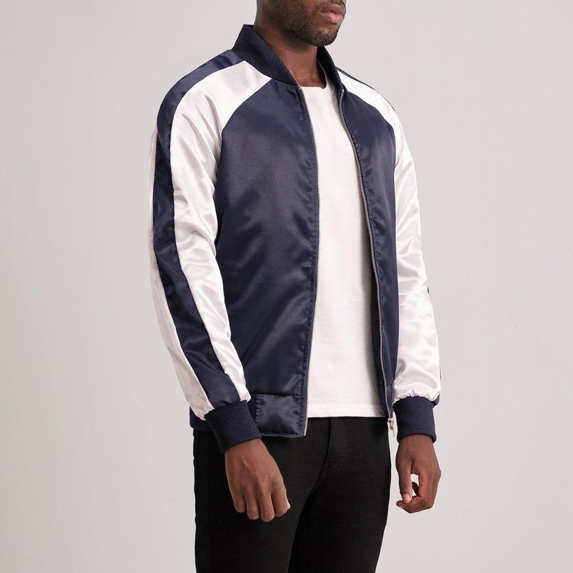 Clarke Blue Varsity Läderjacka för Herr