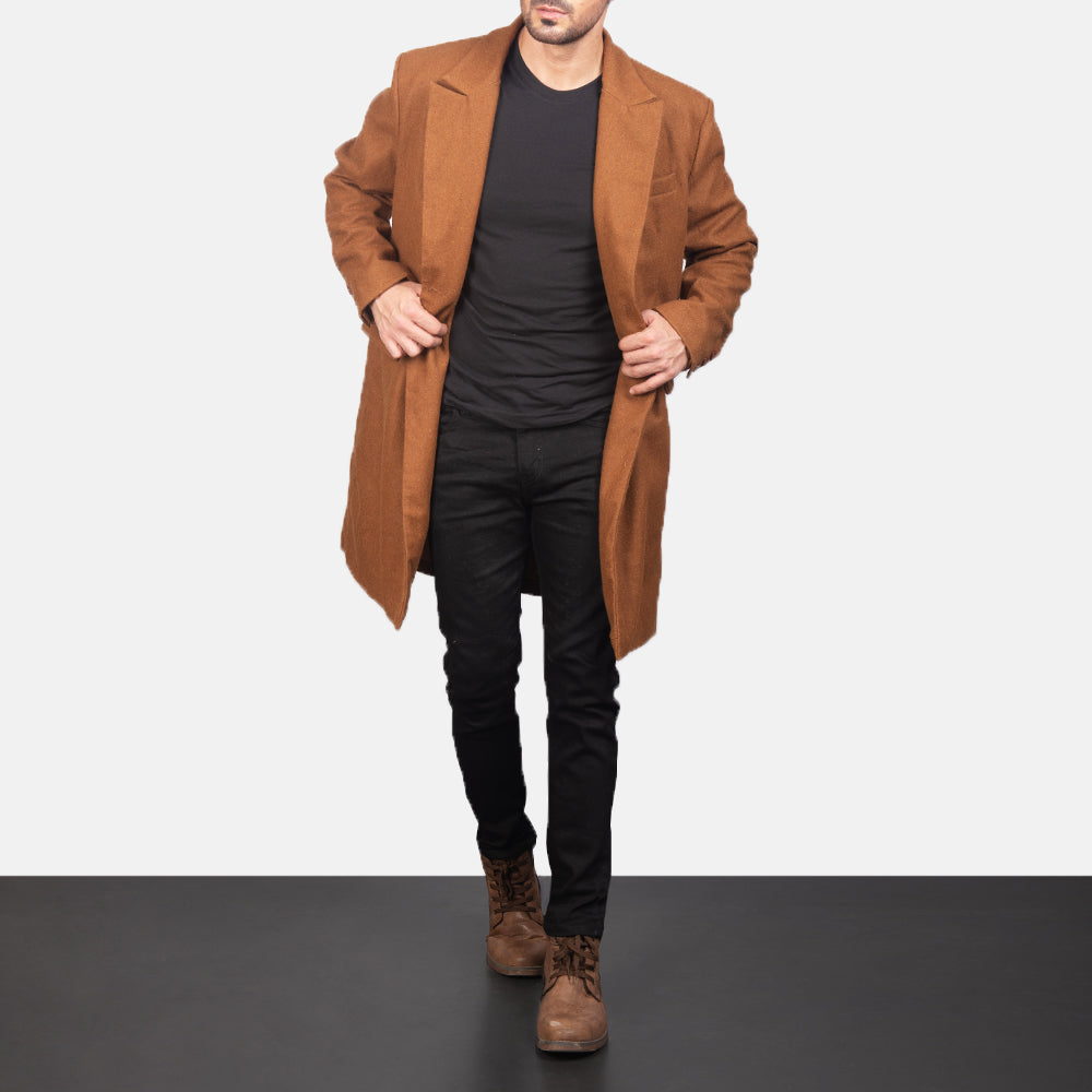 
Närbildsdetalj of Notch & Button Hardware on Claud Khaki Wool Double Breasted Coat