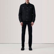 
Black Waxed Cotton Canvas Leather Jacket - Bakifrån med perfekt axelpassform och ren fåll