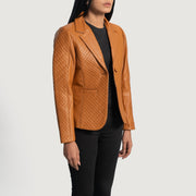 
Brown Sheepskin leather Blazer - Bakifrån med perfekt axelpassform och ren fåll