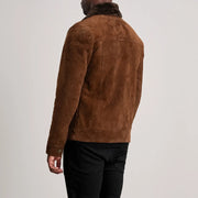 Authentic Goatskin Suede with Suede Finish Grain Texture &amp; Heavy-Duty Seam Stitching Detail