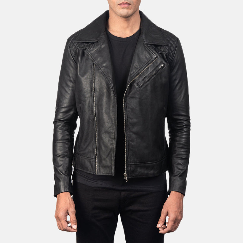 Danny Quilted Bikerjacka i Läder för Herr