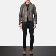 Danny Quilted Bikerjacka i Läder för Herr – alternate product view 3