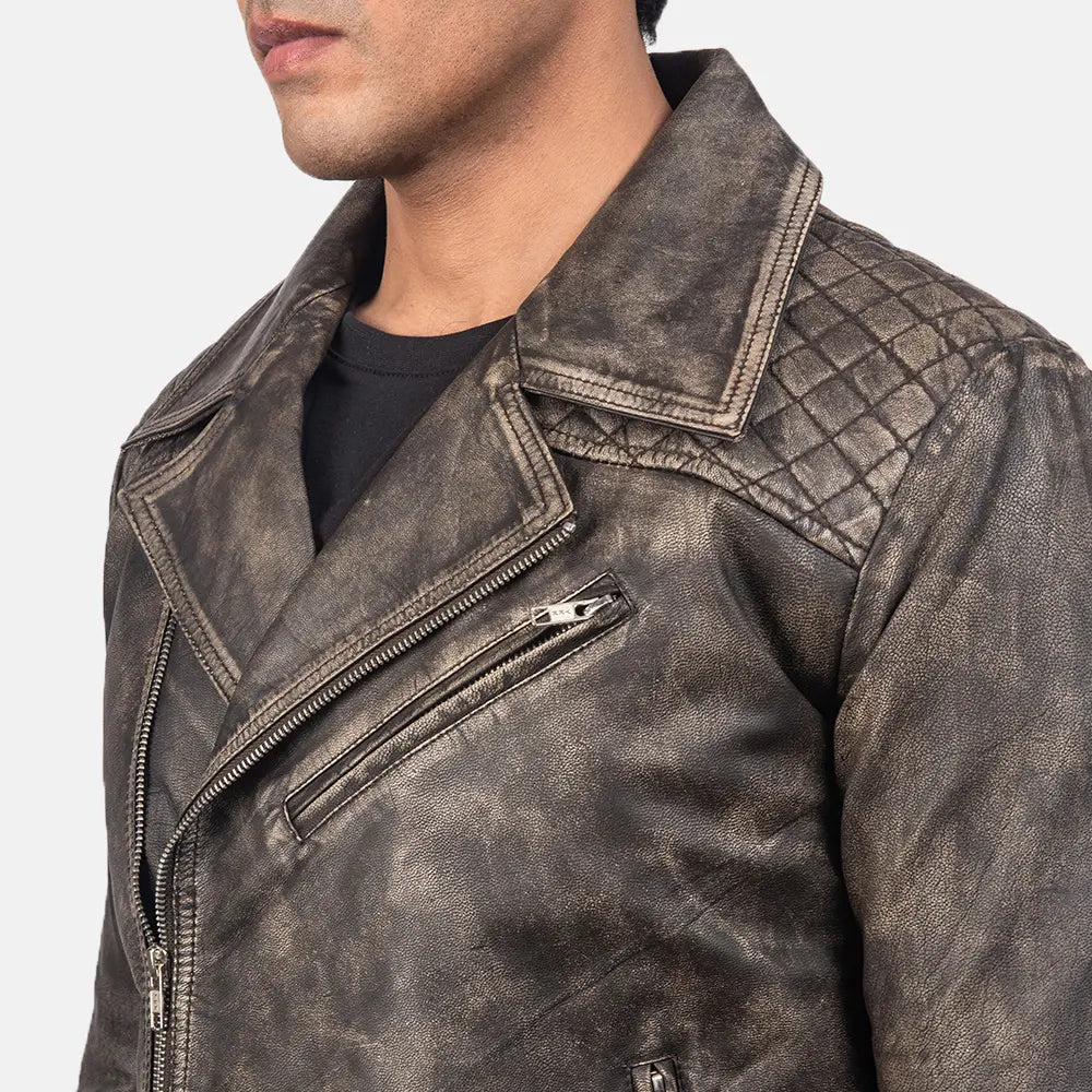 Danny Quilted Bikerjacka i Läder för Herr – alternate product view 5