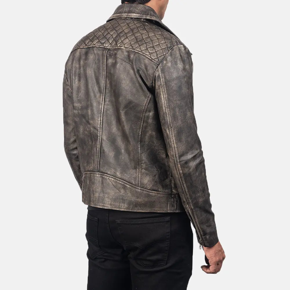 Danny Quilted Bikerjacka i Läder för Herr – alternate product view 6