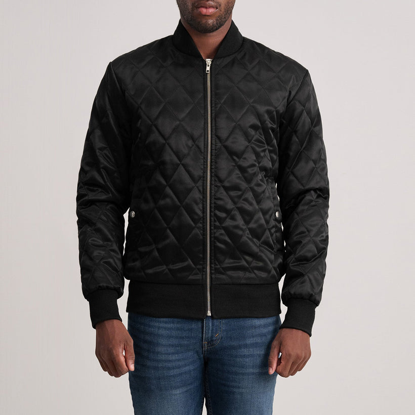 Danson Quilted Svart Varsity Läderjacka för Herr