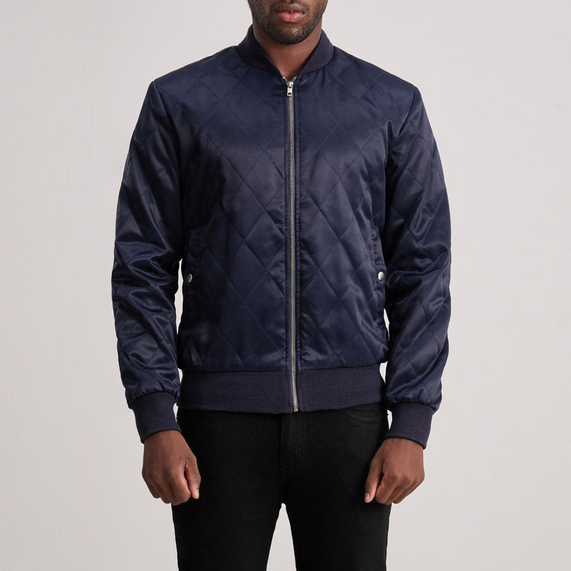 Danson Quilted Blue Varsity Läderjacka för Herr