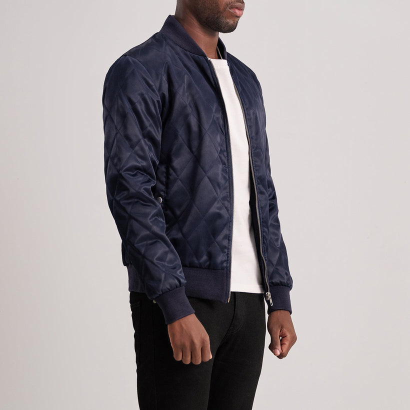 Danson Quilted Blue Varsity Läderjacka för Herr