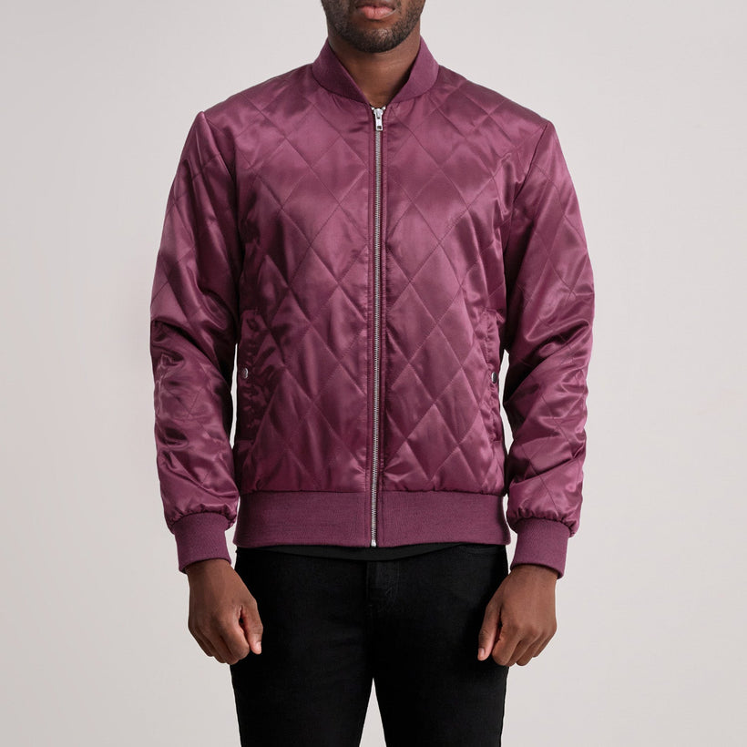 Danson Quilted Maroon Varsity Läderjacka för Herr