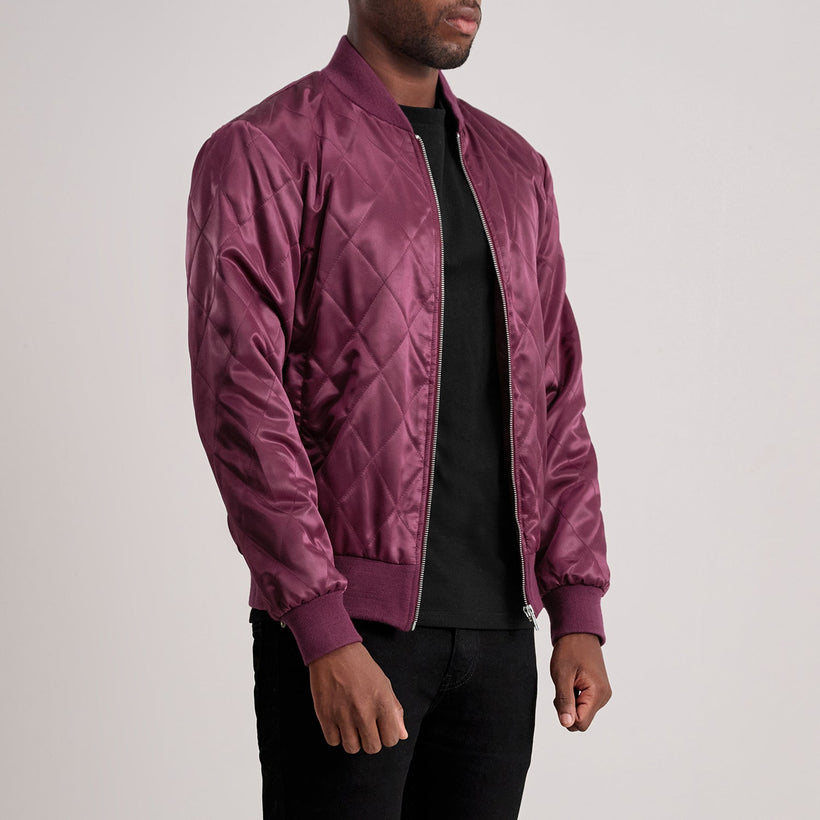 Danson Quilted Maroon Varsity Läderjacka för Herr