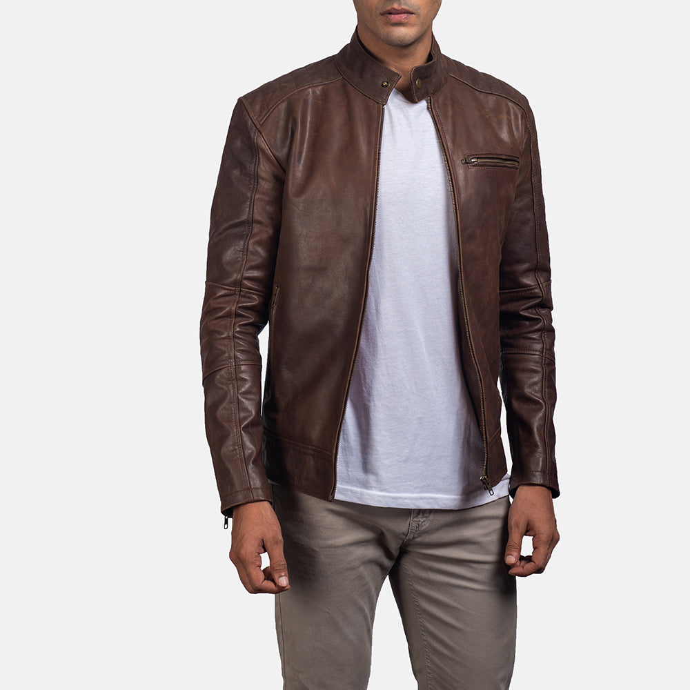 Dean Svart Bikerjacka i Läder för Herr – alternate product view 1