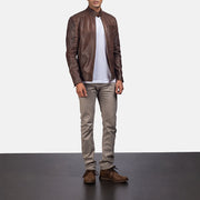 Dean Svart Bikerjacka i Läder för Herr – alternate product view 3