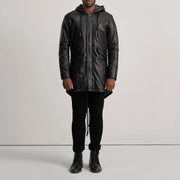 
Delvin Tan Leather Parka - Sidoprofil som visar ärmskärning
