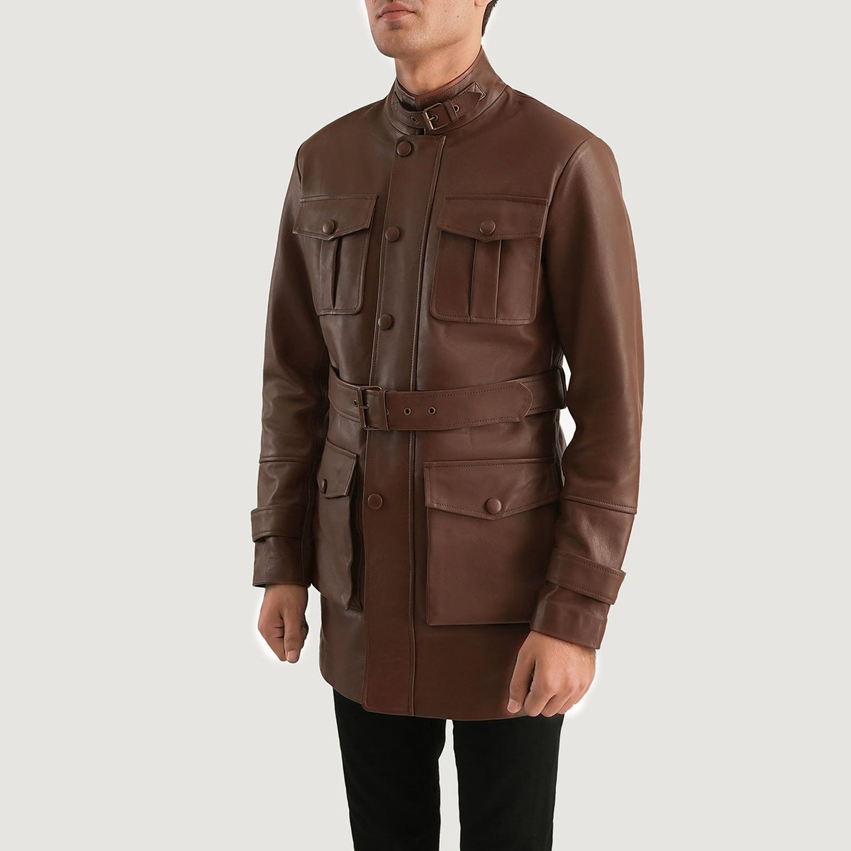 
Brown Cowhide leather Jacket - Bakifrån med perfekt axelpassform och ren fåll