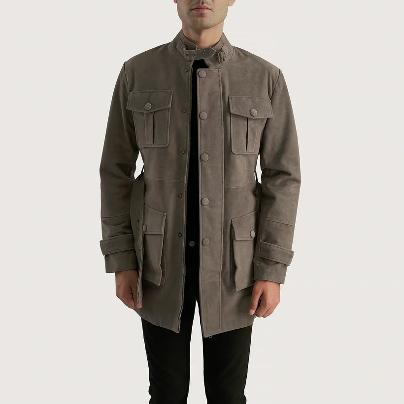 Dolf Grey Suede Läderjacka för Herr